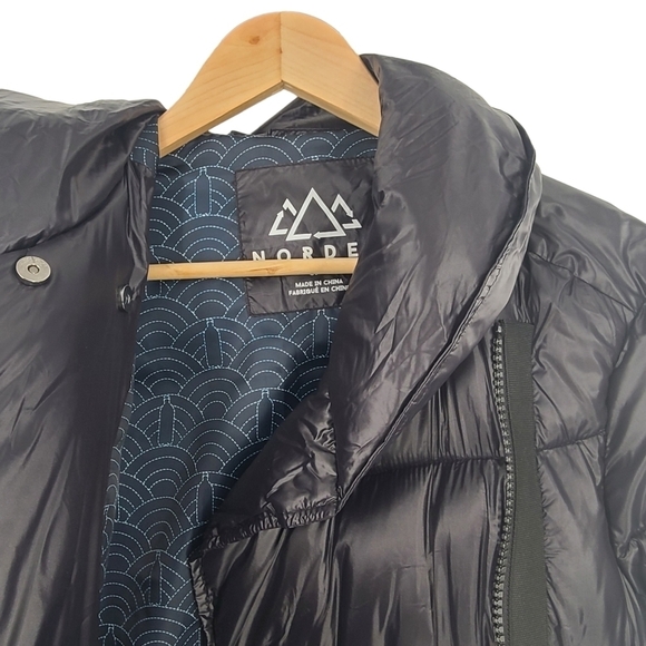 Norden Vegan Black Puffer Parka Coat Jacket Size‎ Small - Picture 2 of 12
